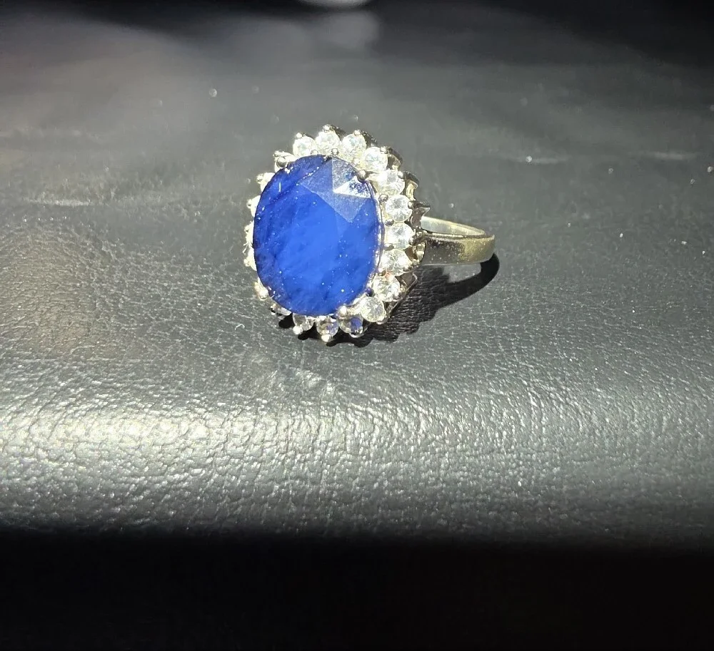 Classic 925 And Sapphire Oval Halo Ring - Women's Jewelry